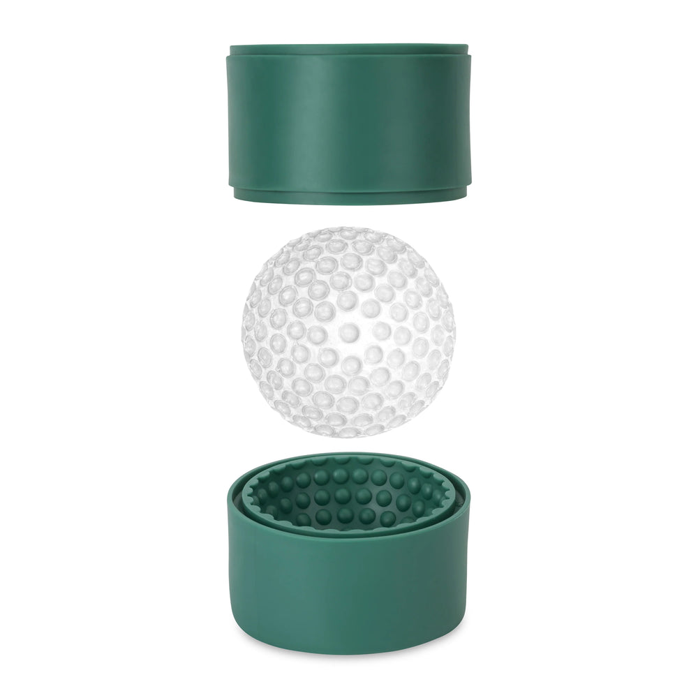 Kikkerland golf ball ice mold by Cornucopia Home and Gift, silicone mold for making round ice balls suitable for beverages.