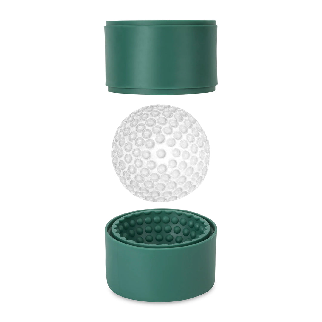 Kikkerland golf ball ice mold by Cornucopia Home and Gift, silicone mold for making round ice balls suitable for beverages.