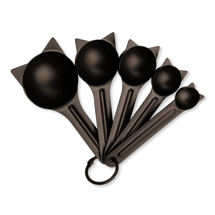 White set of Kikkerland Cat Measuring Spoons from Cornucopia Home and Gift, displayed on a plain background.