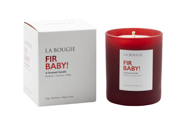 Fir Baby! candle by Cornucopia Home and Gift in a decorative La Bougie candle box with a fir scent and festive packaging.