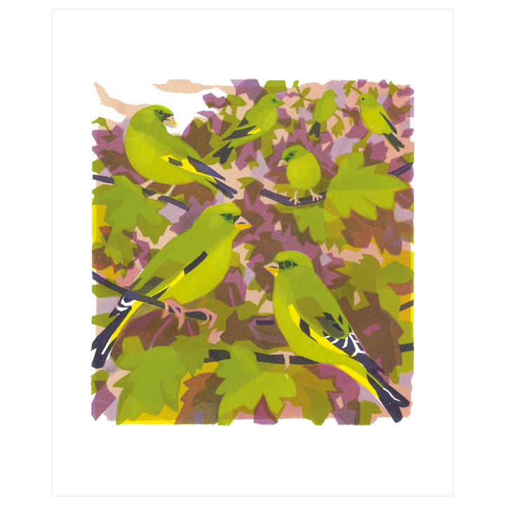 Greenfinches Art Card