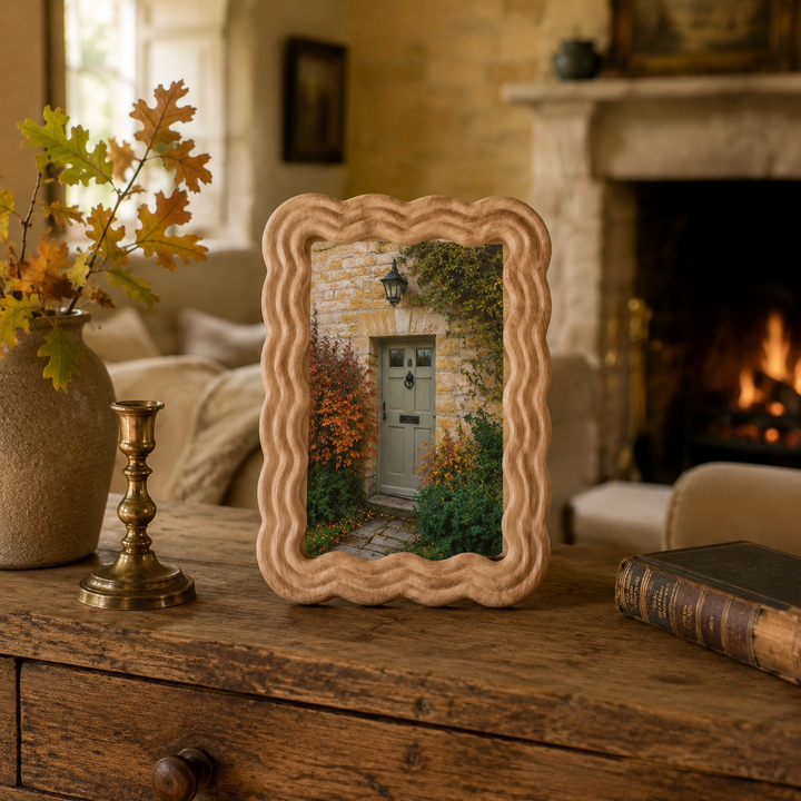 Natural Wood Wavy Photo Frame - Small