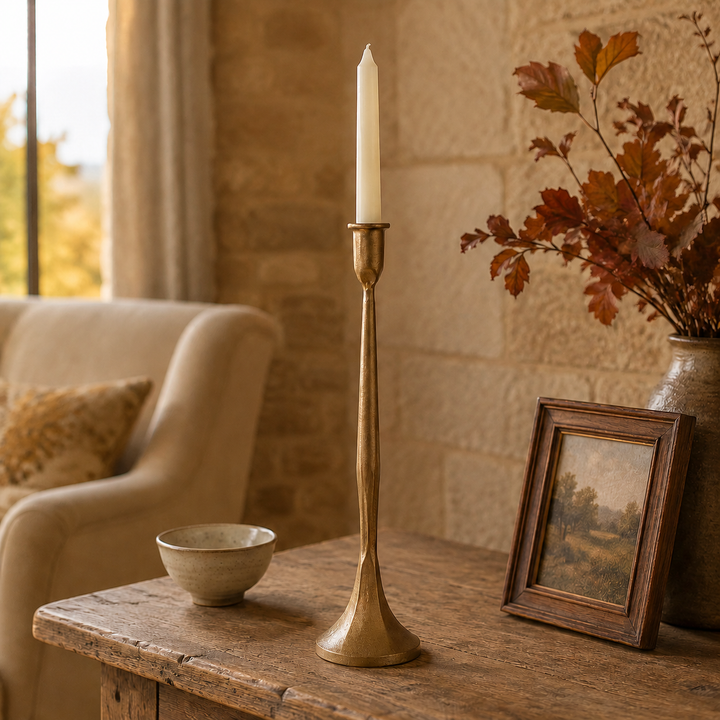Gold Cast Iron Taper Candle Holder - Medium