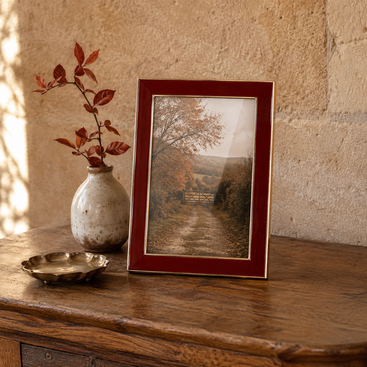 Burgundy Metal Edge Photo Frame, 4 x 6