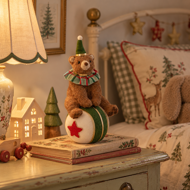 Bear on Ball Fabric Christmas Ornament 27cm