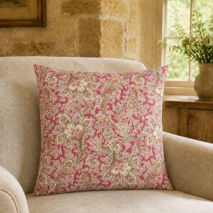 Alicia Raspberry Paisley Cushion