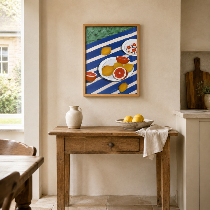 Large Citrus Plate Framed Print