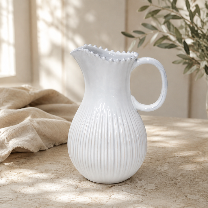 Pearl White Stoneware Pitcher 2.58L
