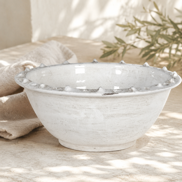 White Distressed Ceramic Bowl