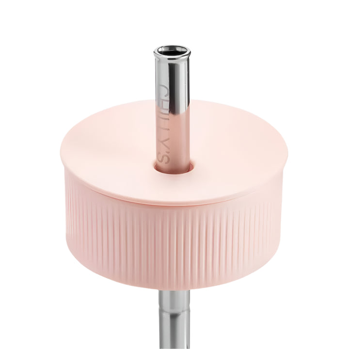 Chillys Series 2 750ml Switch Cup in blush pink with straw, close-up shot showing the sleek design and soft color.