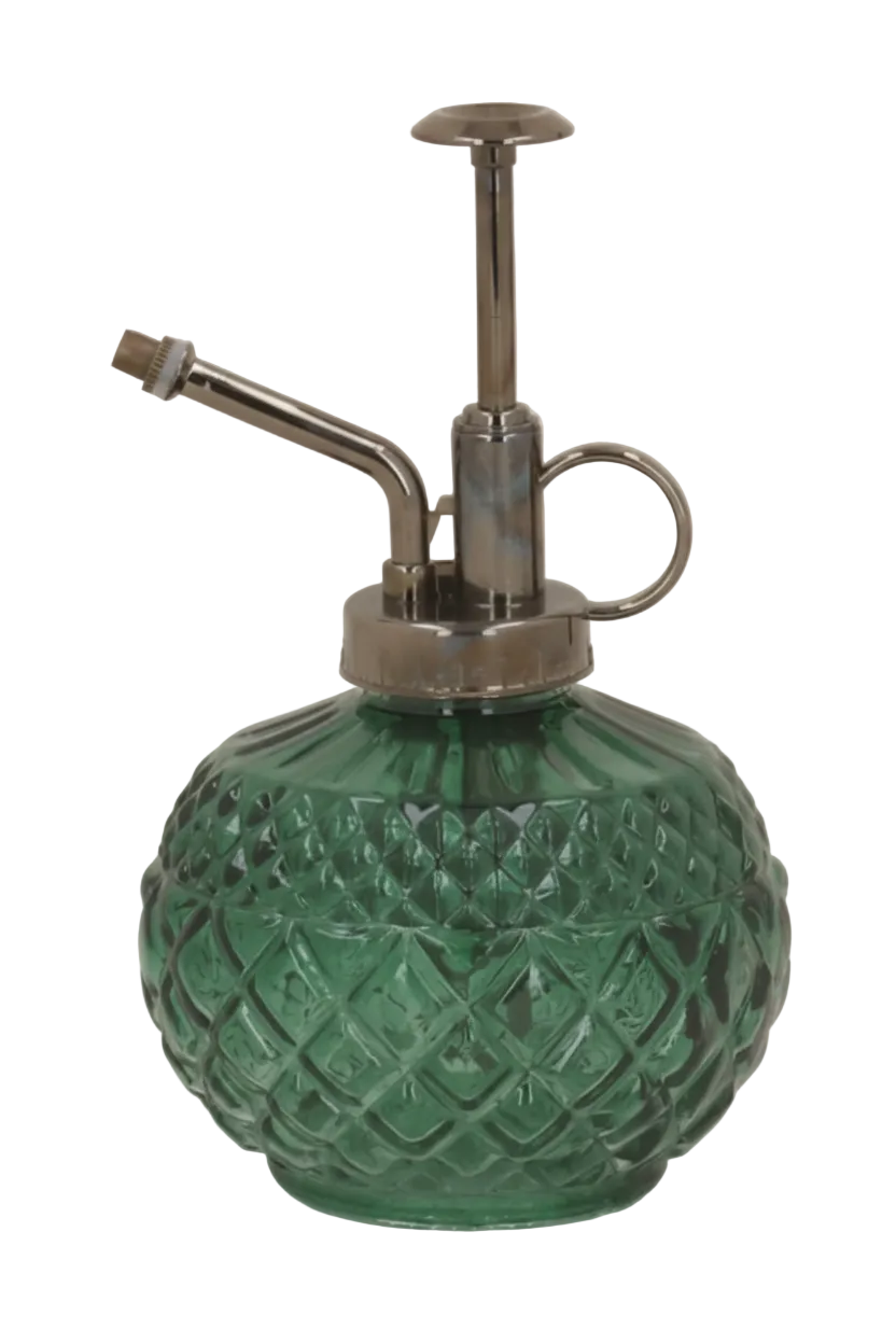 Crystal Cut Glass Ball Mister - Dark Green