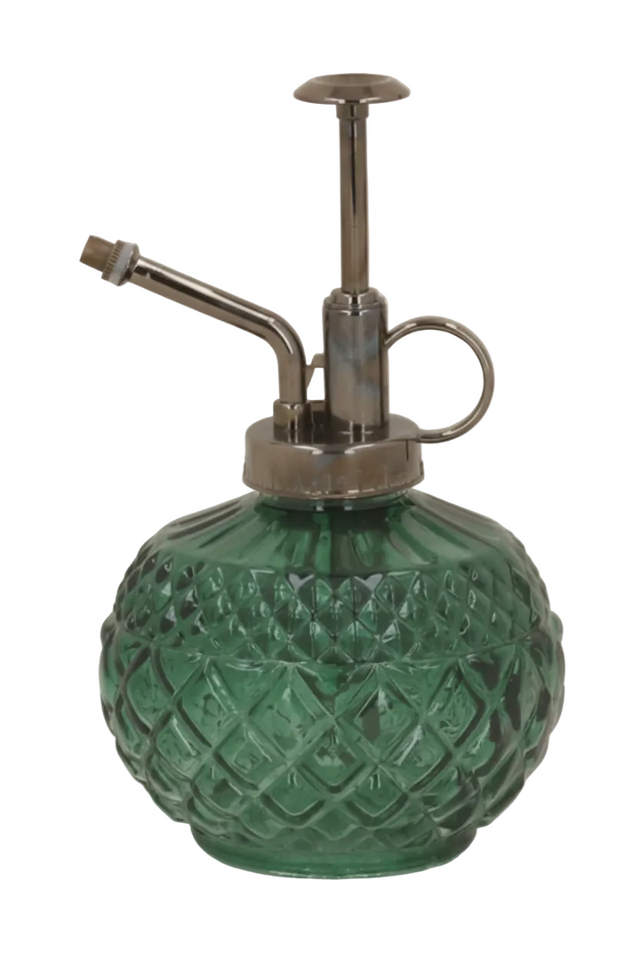 Crystal Cut Glass Ball Mister - Dark Green