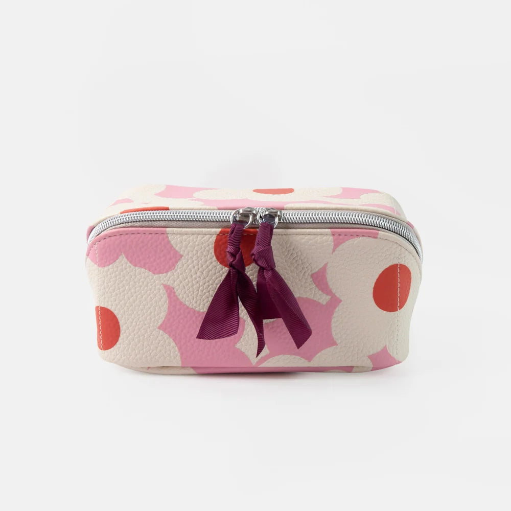 Pink Flower Diagonal Cosmetic Bag