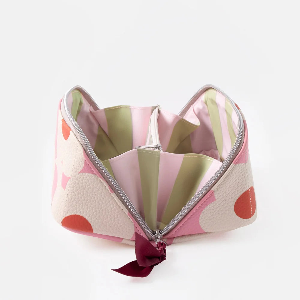 Pink Flower Diagonal Cosmetic Bag
