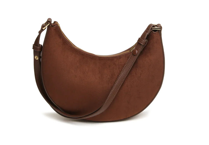 Chocolate Kensington Suedette Shoulder and Crossbody Bag