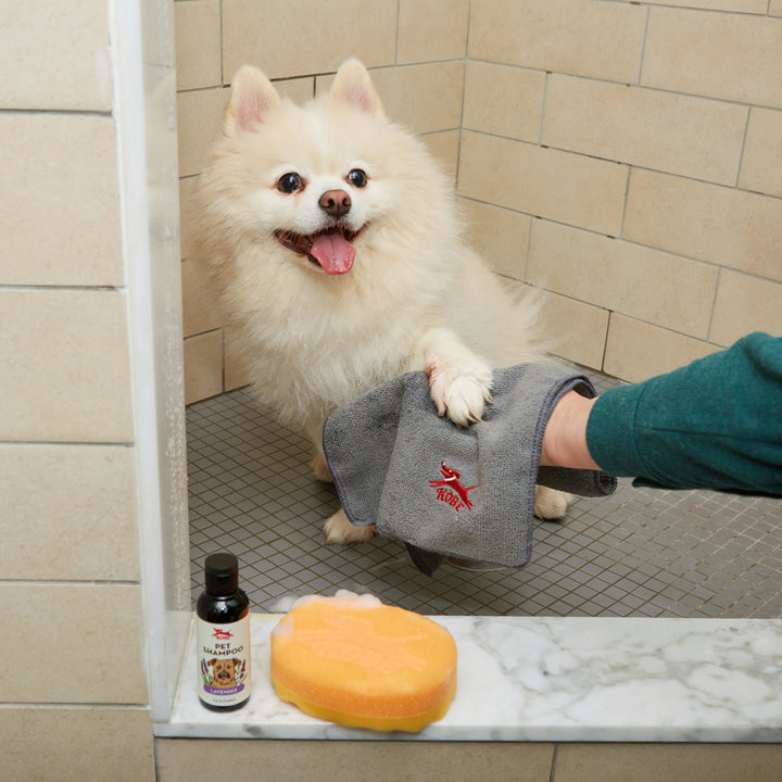Kikkerland Dog Bath Kit in a tin, including grooming tools, for cleaning and pampering pets.