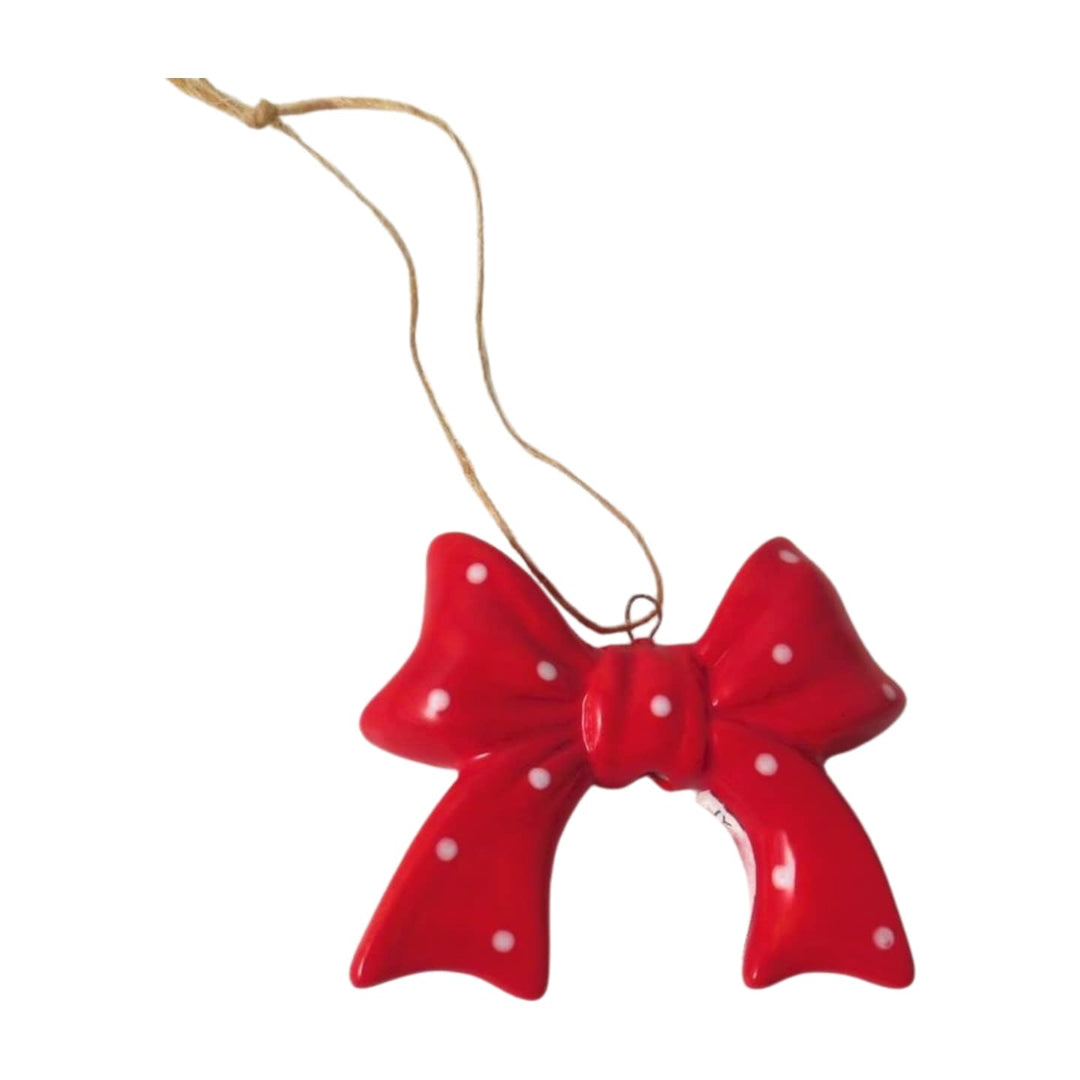 Red 7cm bow decoration from Cornucopia Home and Gift's Christmas 2025 giftware collection, perfect for holiday gift wrapping.