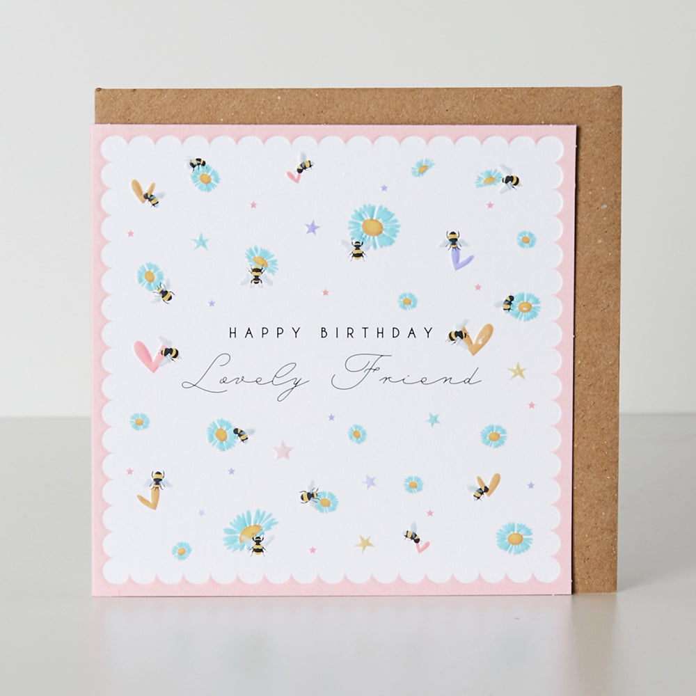 Friend birthday card featuring a belly button design from Cornucopia Home and Gift, with colorful, playful artwork.
