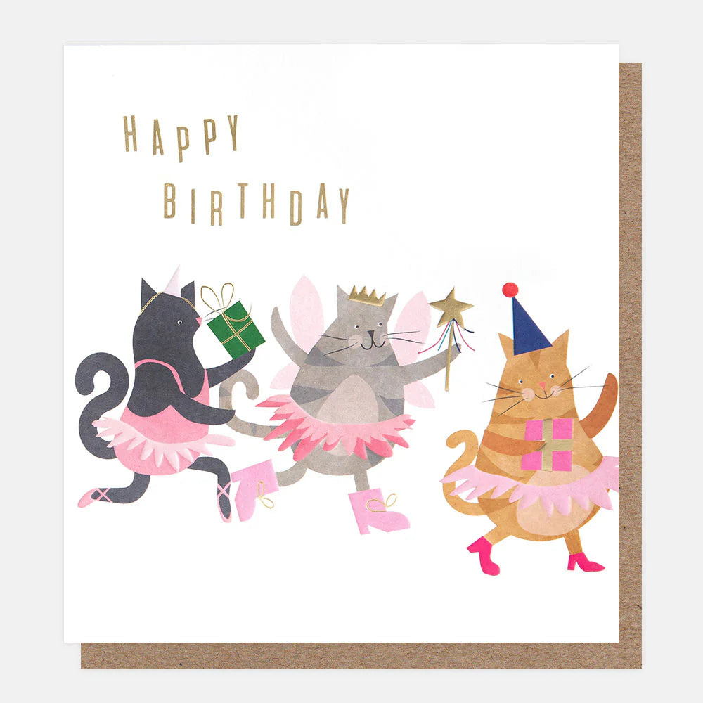Happy Birthday Cats Fairy Dress Up Card