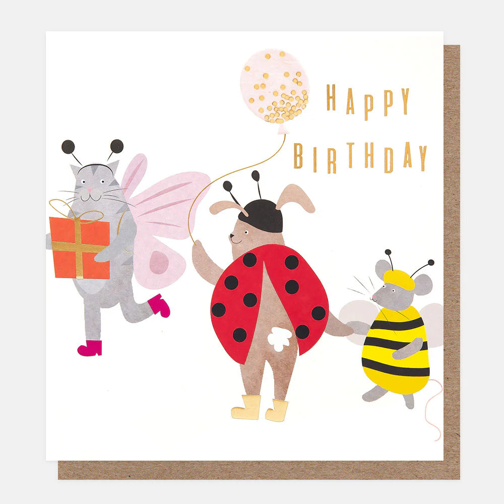 Happy Birthday Animals Bug Dress Up Card