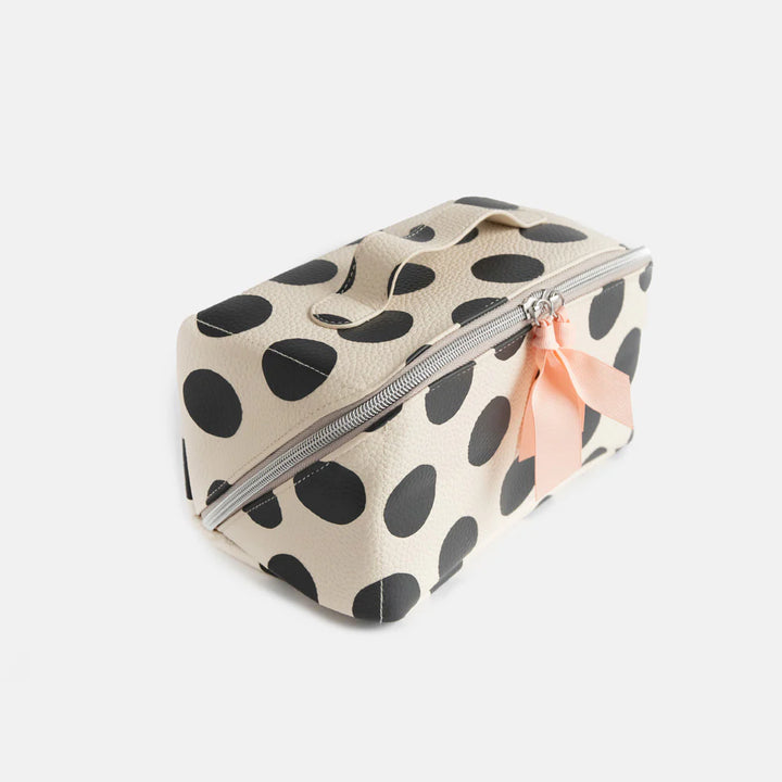 Large Caroline Gardner scattered dot diagonal washbag with colorful dot pattern, perfect for travel or storage.