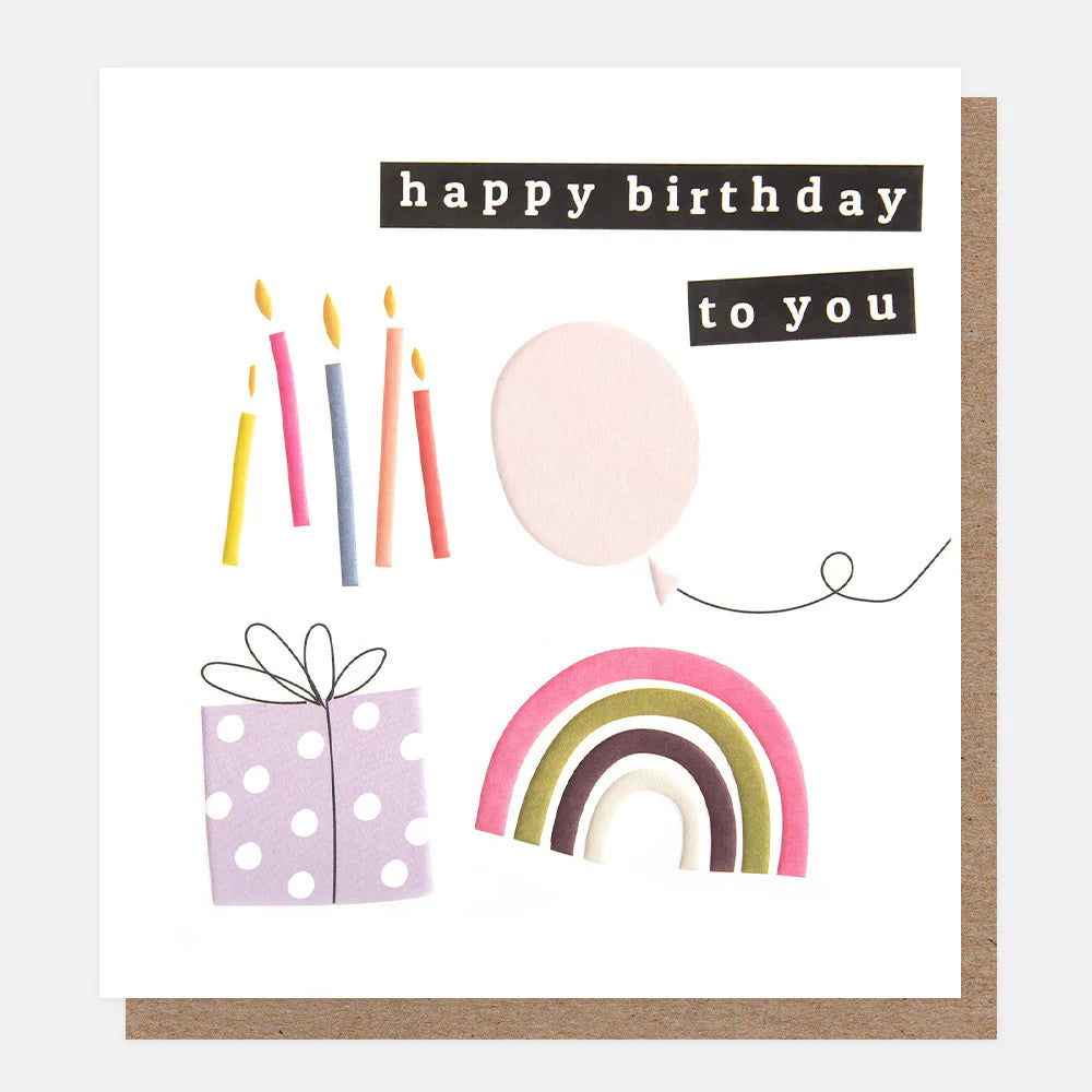 Caroline Gardner Happy Birthday greeting card featuring colorful floral design, ideal for birthday celebrations.