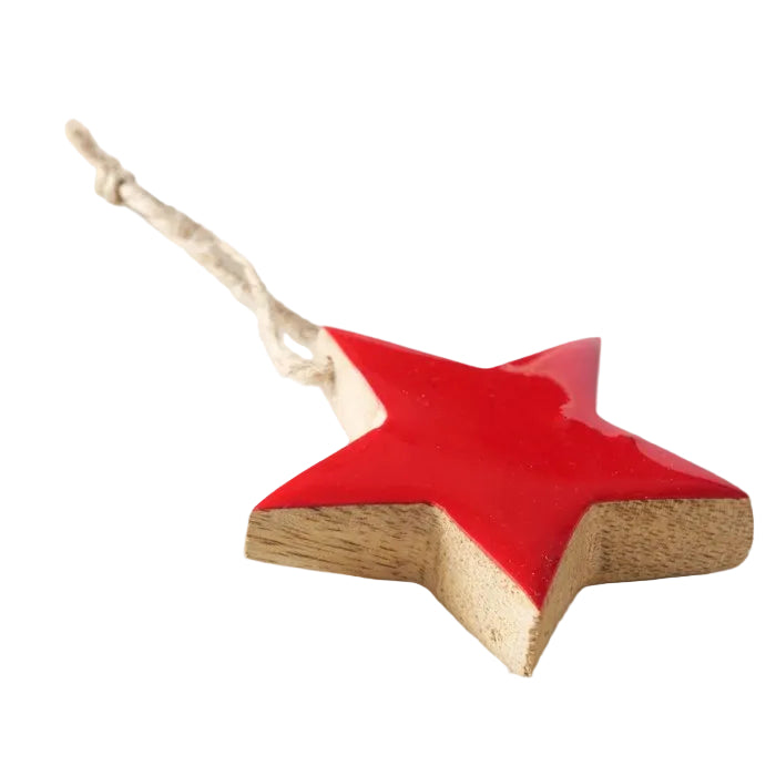 Red Star Christmas Hanging Decoration - 5.5 cm