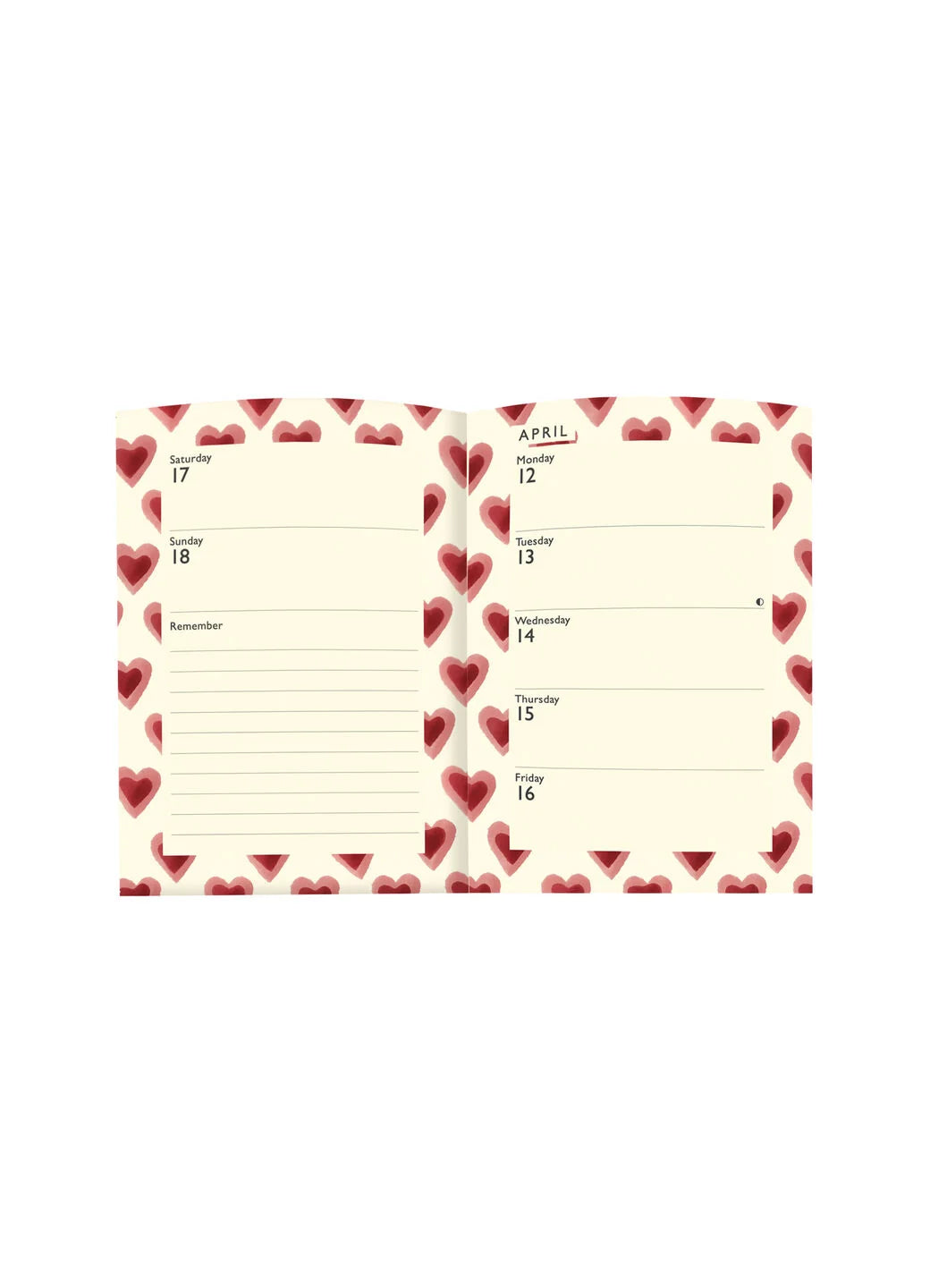 Emma Bridgewater Double Hearts A6 Diary 2027