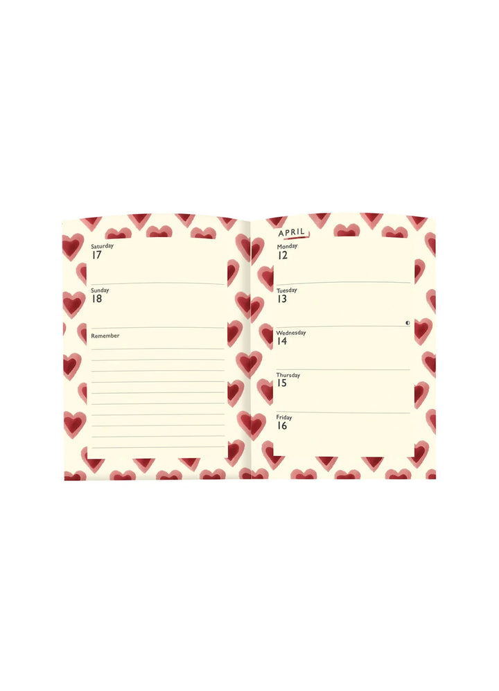 Emma Bridgewater Double Hearts A6 Diary 2027
