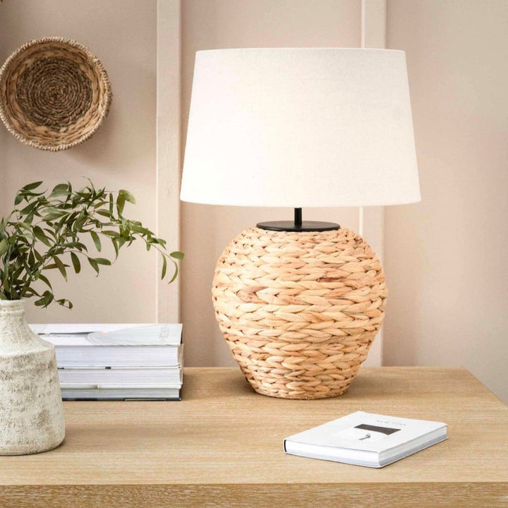Natural Dunsford Lamp by Garden Trading, featuring a stylish, textured ceramic base and neutral lampshade for home decor.