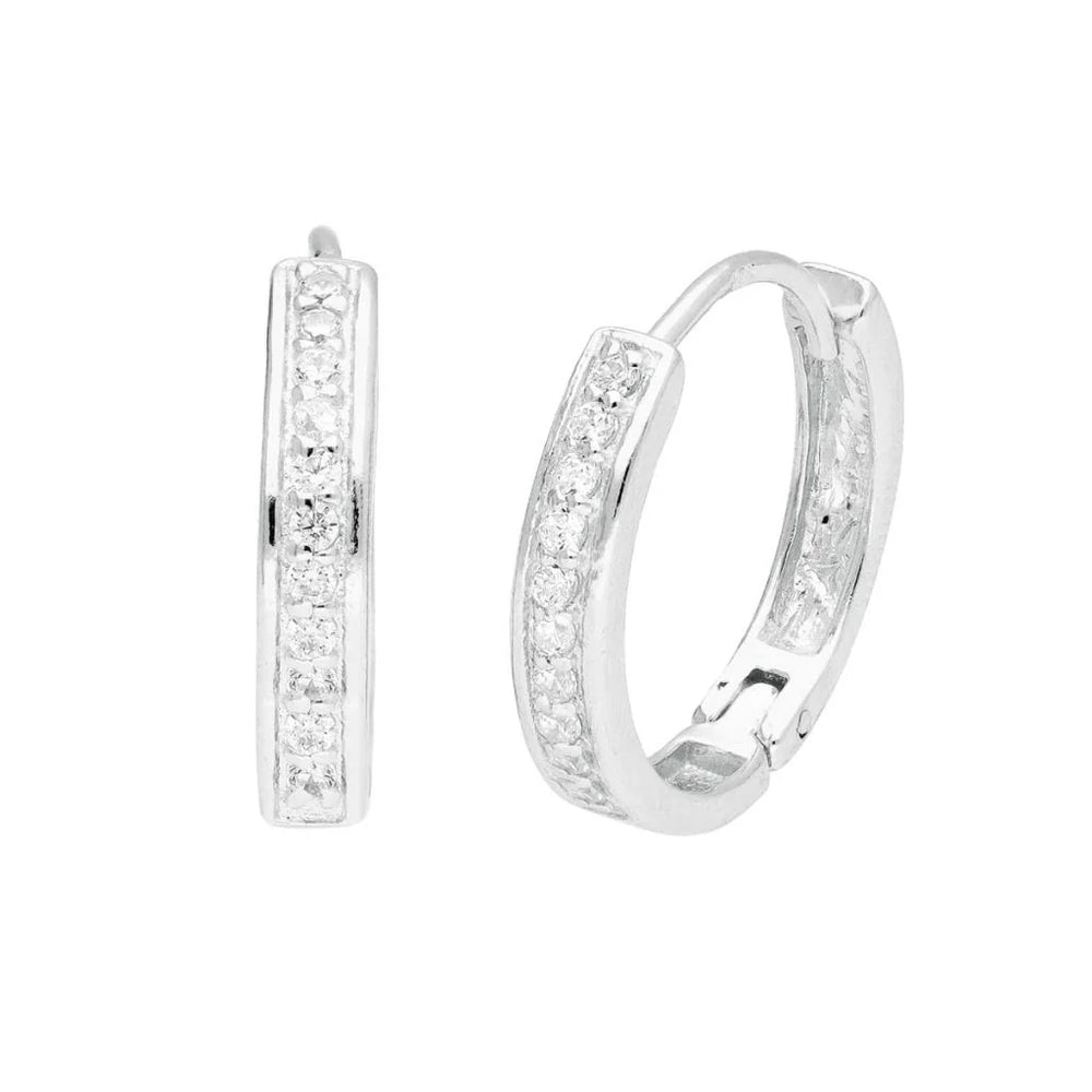 Silver diamond circle earrings from Life Charms collection by Cornucopia Home and Gift, showcasing elegant hoop design.