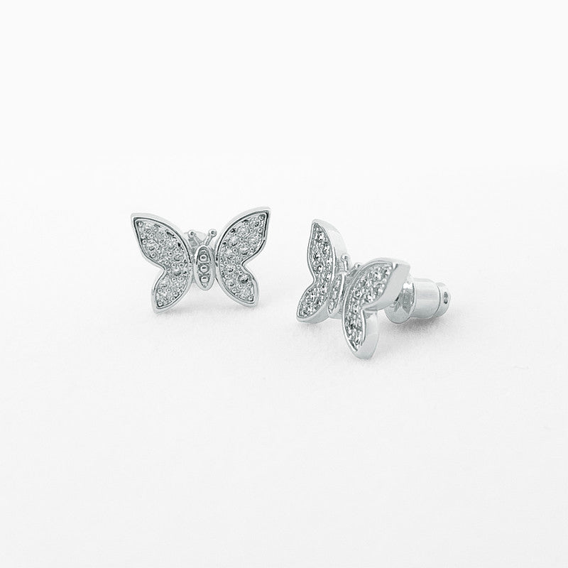 Silver butterfly stud earrings from Life Charms by Cornucopia Home and Gift, featuring delicate silver butterfly designs.