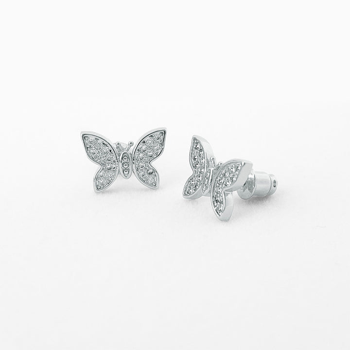 Silver butterfly stud earrings from Life Charms by Cornucopia Home and Gift, featuring delicate silver butterfly designs.
