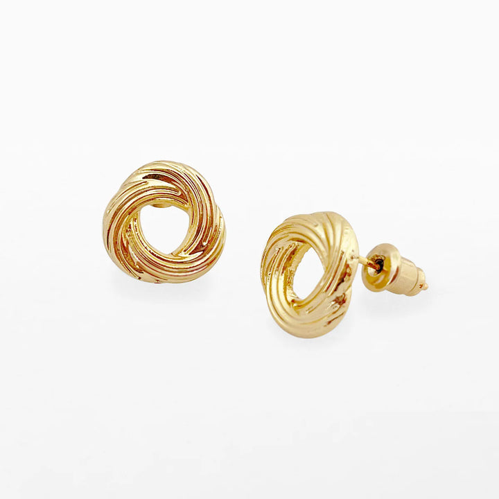 Gold knot stud earrings