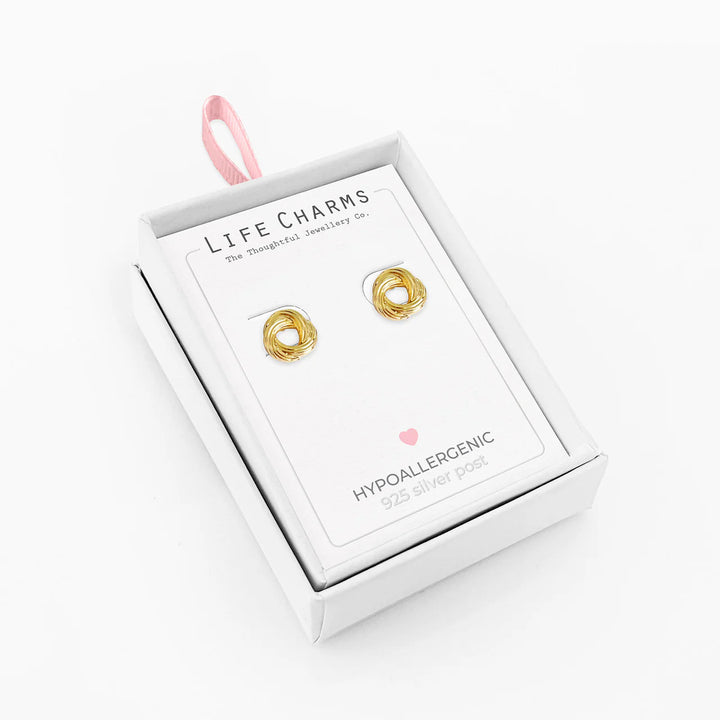 Gold knot stud earrings