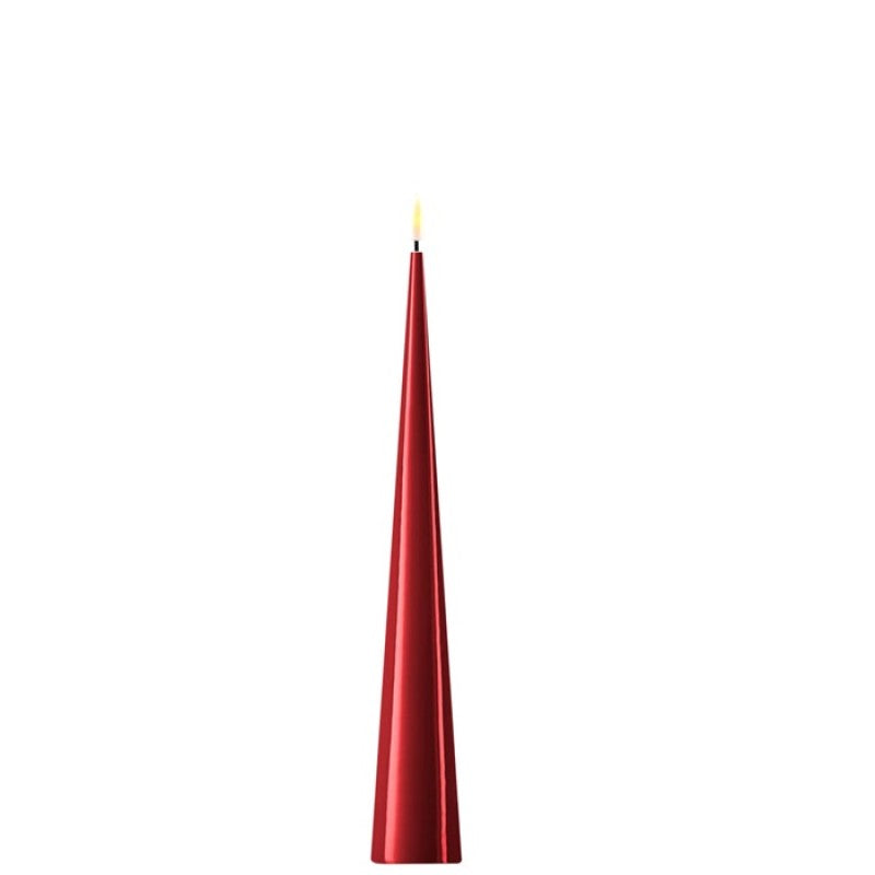 Elegant burgundy cone candle from Cornucopia Home's Deluxe Home Art collection, 28 cm tall, perfect for stylish home decor.