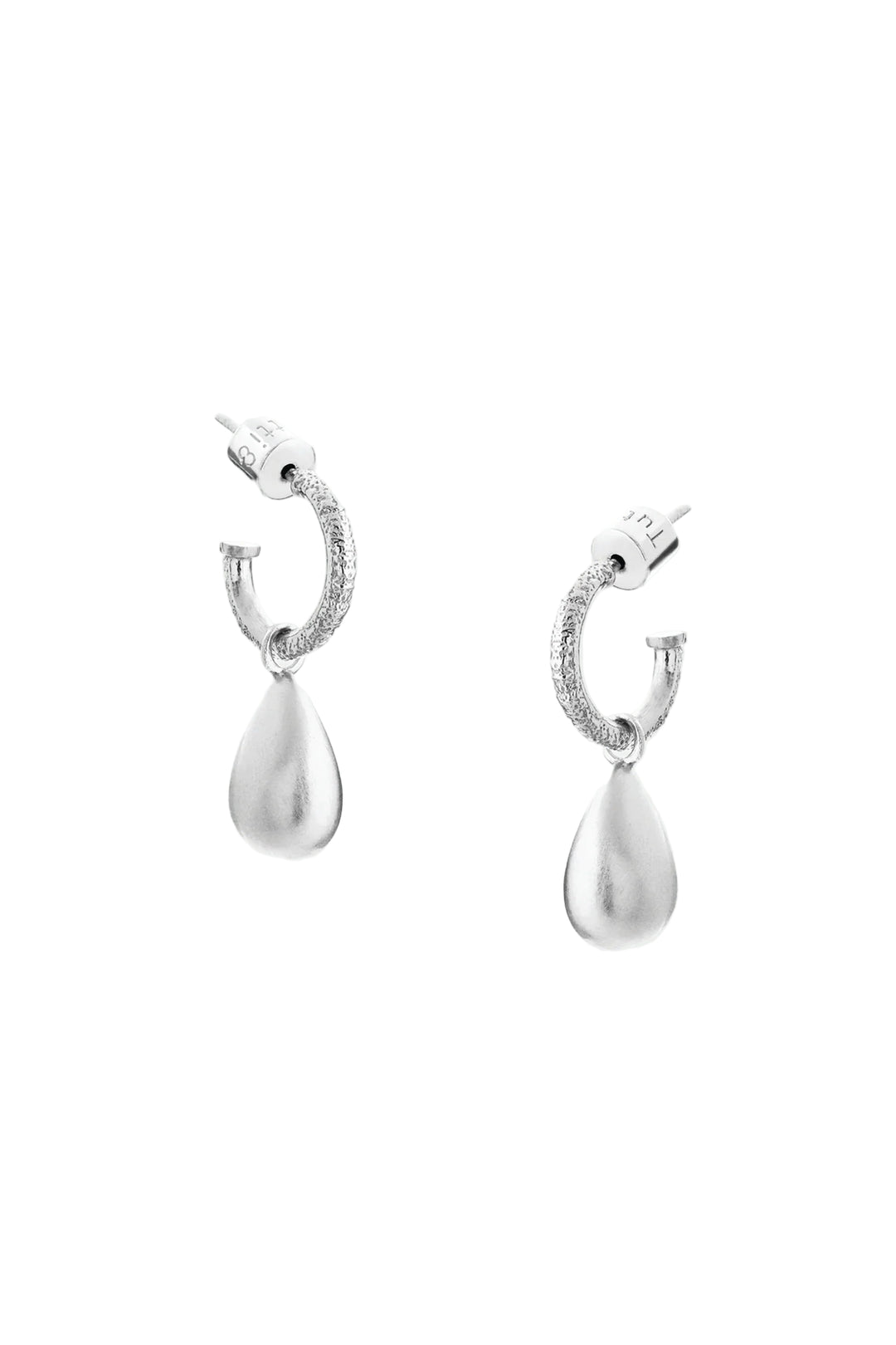 Silver pebble earrings by Tutti & Co featuring smooth, rounded design, perfect for everyday wear and stylish accessories.