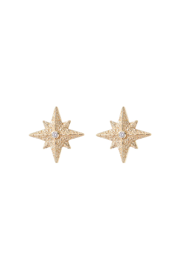 Gold Faith Earrings by Tutti &amp; Co featuring delicate design, perfect for everyday wear, displayed on a neutral background.