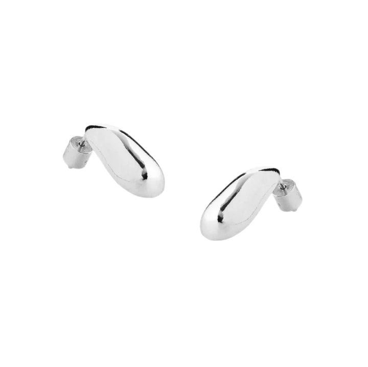 Silver Sloane Earrings by Tutti &amp; Co featuring a minimalist design, displayed against a neutral background.