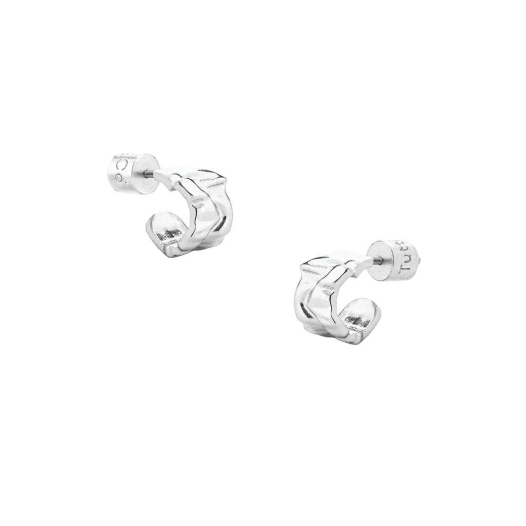 Silver Ripple Earrings by Tutti & Co featuring a sleek, wave-inspired design for a stylish, modern accessory.