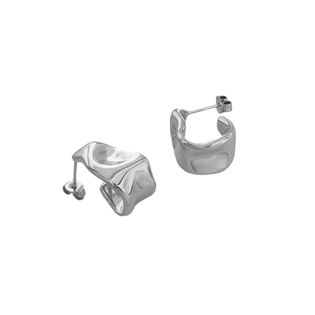 Silver Molten Curve Earrings