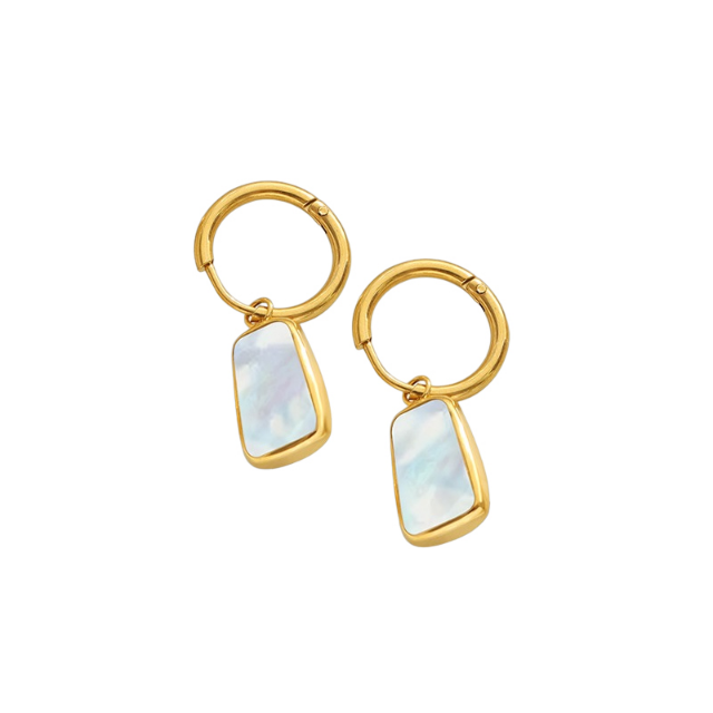 Gold Mother of Pearl Drop Earrings