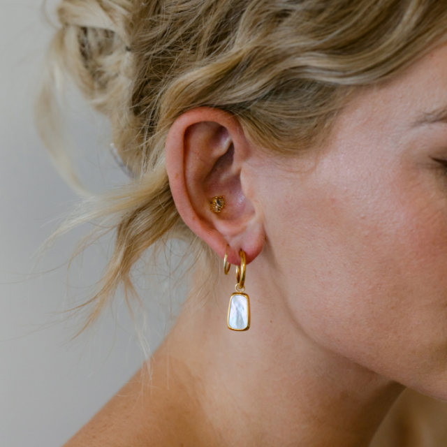 Gold Mother of Pearl Drop Earrings