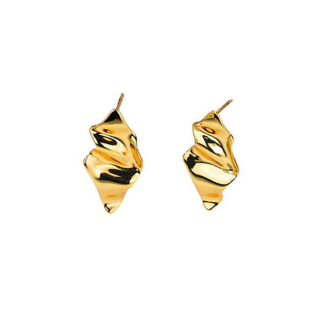 Molten Gold Drop Stud Earrings