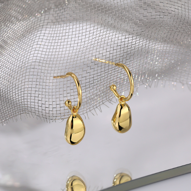 Gold Molten Pendant Earrings
