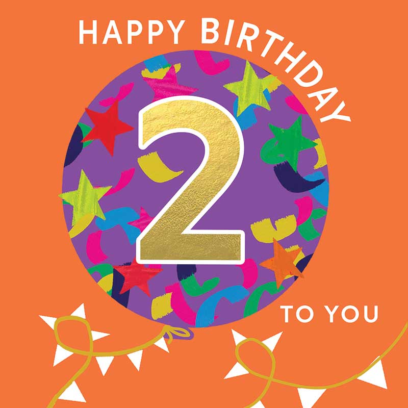 Hammond Gower Happy 2nd Birthday card with colorful floral design, suitable for celebrating a child&