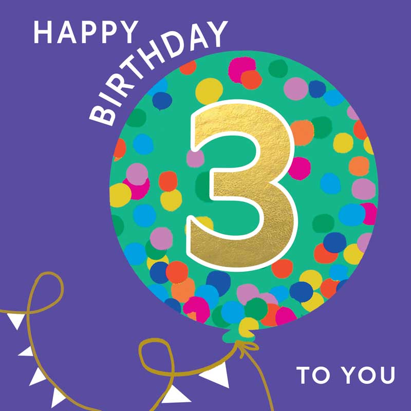 Hammond Gower Happy 3rd Birthday card with colorful design, ideal for celebrating a child&