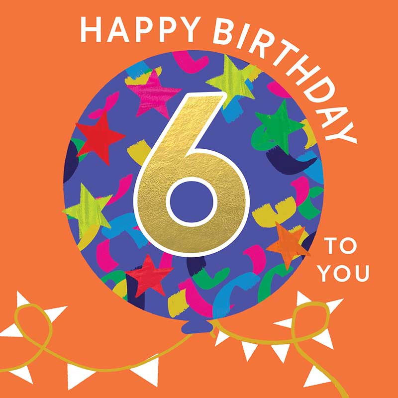 Happy 6th birthday card by Hammond Gower featuring colorful birthday design, perfect for celebrating a child&