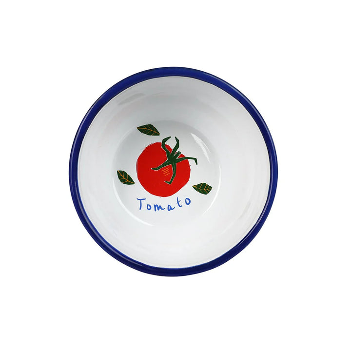 Stripe Enamel Bowl by Cornucopia Home and Gift, 16cm, with bold stripe pattern and smooth enamel finish.