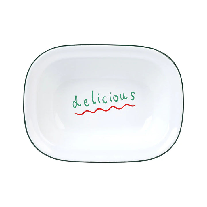 Cornucopia Home and Gift Delicious Enamel Oven Dish from Talking Tables Christmas collection, featuring festive holiday design.